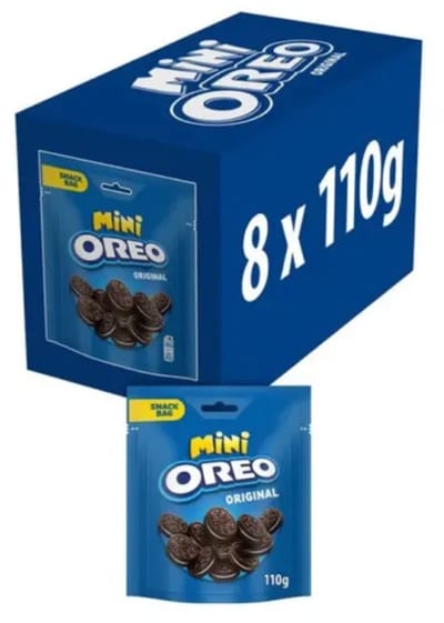 Oreo Mini Original Koekjes Chocolade Cacao met Vanille Crèmevulling - 8 Zakjes x 110 gram - Zakken - Koeken om uit te delen en snack