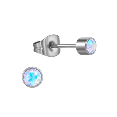 Aramat Jewels | Oorbellen | AB kristal oorstekers transparant – 4mm zilver | | | |4mm | Staal | Kinderen, Volwassenen | Verkleurd niet