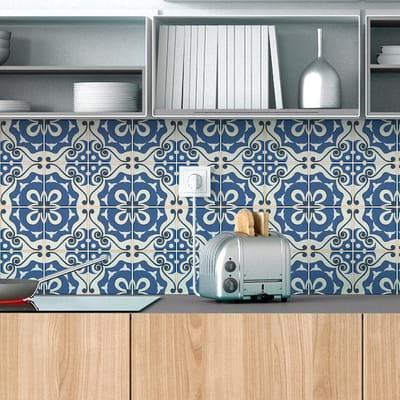 Zelfklevende tegelmuurstickers voor keuken en badkamer - 24 Azulejos Fosca tegelstickers - 24 stickers 15x15cm