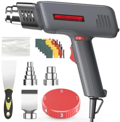Heteluchtpistool 2000 W met Variabele Temperatuurregeling, 50 °C - 650 °C, Inclusief 7 Accessoires