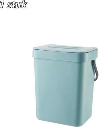 1 stuk - Afvalbak - Compacte keukenafvalbak - Wandmodel - Met deksel - Afgesloten compostbak voor binnengebruik - Geschikt voor het verzamelen van keuken-, slaapkamer- en badkamerafval - Blauw