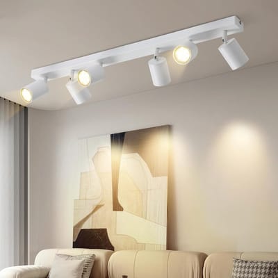 Glitzerlife - Plafondspot Plafondlamp - draaibare Opbouwspots - 6xGU10 fitting - 330° verstelbaar - metalen plafondspots - moderne rail plafondlamp - Ø79cm - Wit