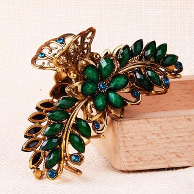 1 stuks vintage haaraccessoires, paardenstaart haarclip, grote gripclip groen