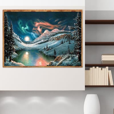 Peinture Diamant Beau Lac de Neige Décoration de Maison Broderie Diamant Décoration Mosaïque Complète 20X30CM gray