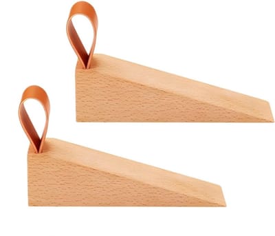 Deurstopper - 2 stuks - Deurwig - Deurbuffer - Stevige - Houten deurwiggen - Deurstop - Deurklem - Voorkomt deurverschuiving op vloer - Antislip deurstopper en vingerbeschermer voor slaapkamer, keuken en kantoor - Voor een Deuropening Van 5-25 mm
