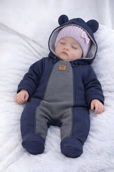 Dartomik - Baby Jumpsuit - Tweelaags - Dubbele Rits - Navy Antraciet