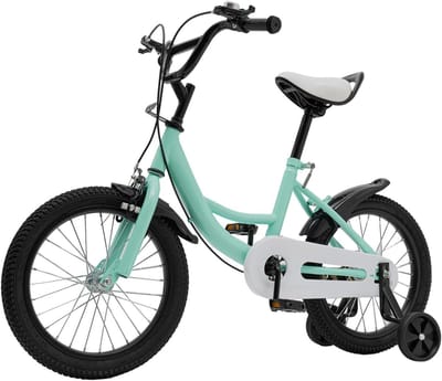 Kinderfiets voor jongens en meisjes, 16 inch kinderfiets vanaf 4 tot 8 jaar, in hoogte verstelbaar, kinderfietsen met steunwielen
