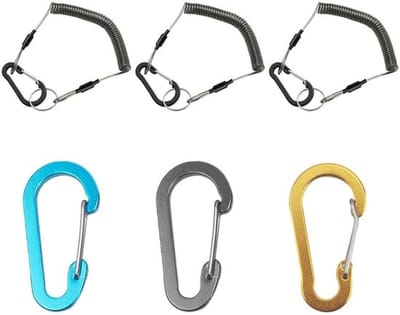 Veiligheidstouwen Intrekbaar 150 cm - Reserve Karabijnhaken - Elastische Staalkabels - Antiverlieslijnen - Visaccessoires - 3 Stuks - Veiligheidskabel