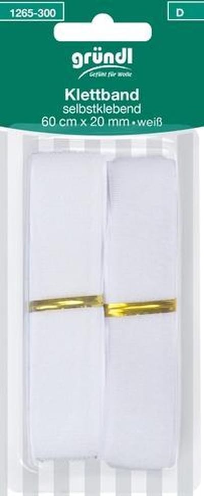 1265-300 Klittenband zelfklevend 20mm x 60cm wit
