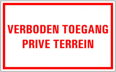 Verboden toegang privé terrein tekststicker 200 x 125 mm