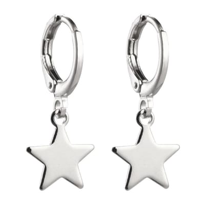 Fako Bijoux® - Minimalistische Oorbellen - Sterretjes - Ring Oorbellen - Zilverkleurig