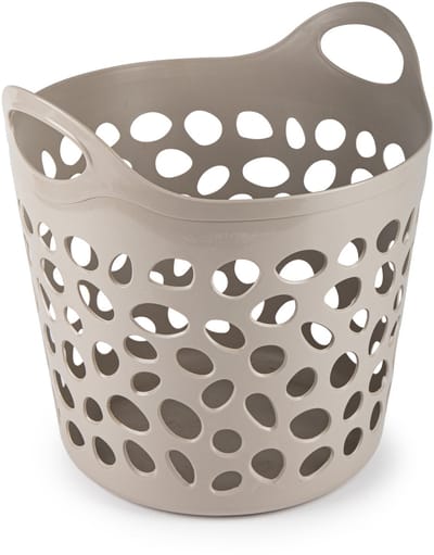 Plasticforte Flexibele wasmand/opbergmand - rond - beige - 35 liter - D40 x H39 cm