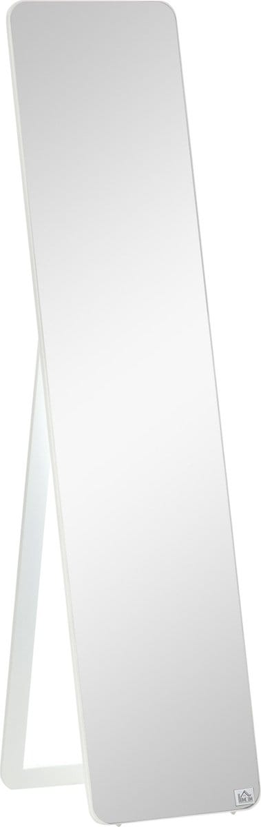 HOMCOM staande spiegel met opklapbaar frame - Kledingspiegel passpiegel - Vloerspiegel houten frame - Wit