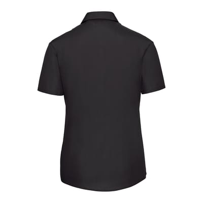 Russell Collection Dames/Dames Poplin Easy-Care Overhemd met Korte Mouwen (Zwart)