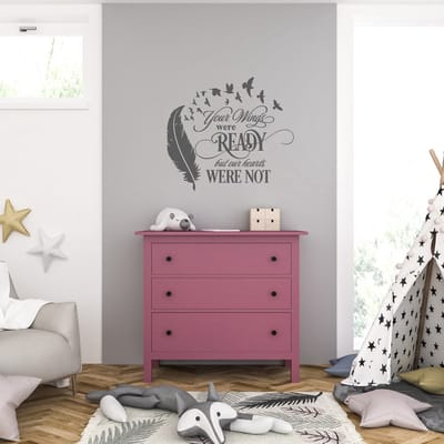Muursticker - Your Wings Were Ready But Our Hearts Were Not - 58 x 64 - Antraciet