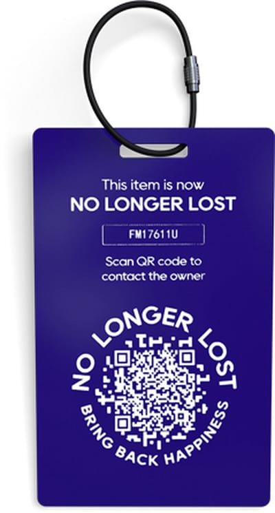 NoLongerLost - Bagagelabel (x2) - Donkerblauw - Unieke QR code - Veilig - Koffer labels - Kofferlabels - NoLongerLost
