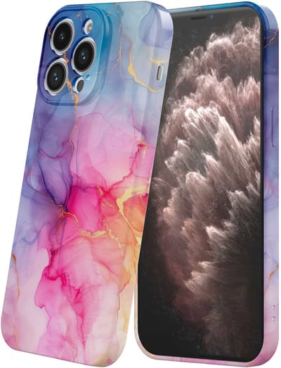 Smartphonica Telefoonhoesje Geschikt voor iPhone 11 Pro Max met Regenboog Marmer Opdruk - Flexibel Softcase TPU - Backcover Case Rainbow Marble Design geschikt voor iPhone 11 Pro Max