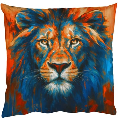 Sierkussens - Kussentjes Woonkamer - 50x50 cm - Schilderij - Leeuwenkop - Oranje