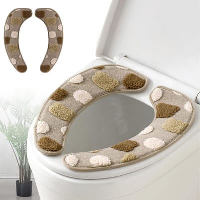 Toiletstoelhoes - Warme WC Pad - Comfort Verhoging - Wasbaar Herbruikbaar - 40 x 17 cm - Bruin
