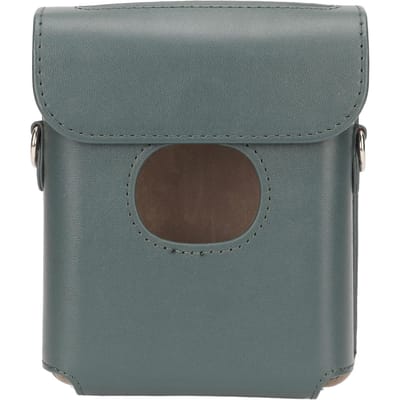 PU Leer Draagtas Vintage Krasbestendige Cameratas met Schouderriem voor FujiFilm Instax Square Link Smartphone donkergroene kleur