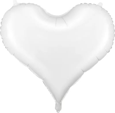 Partydeco - Folieballon Hart Wit - 61 x 53 cm
