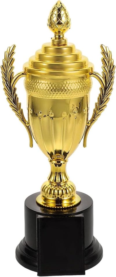 Gouden Trofee Beker - Kleine Prijs - Prestaties Vieren - Duurzaam Plastic - 23.5 cm - Goud