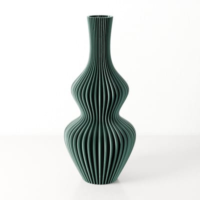 Fleuriek Grote Vaas - Silk groen - H50 cm - Vaas voor zijden bloemen - Moderne decoratieve vaas gemaakt van duurzaam kunststof - Geribbelde vaas
