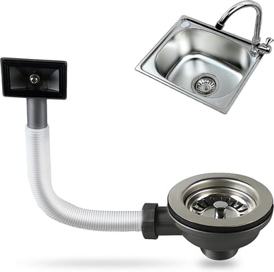 Zeefkorfventiel met Overloop - Afvoerzeef Gootsteen - Keuken en Badkamer - Verstelbare Overloopbuis - 114 mm Diameter - Zilverkleurig