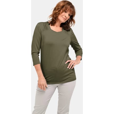 Shirt met 3/4-mouwen - kaki - Gr. 40 van Goldner Fashion