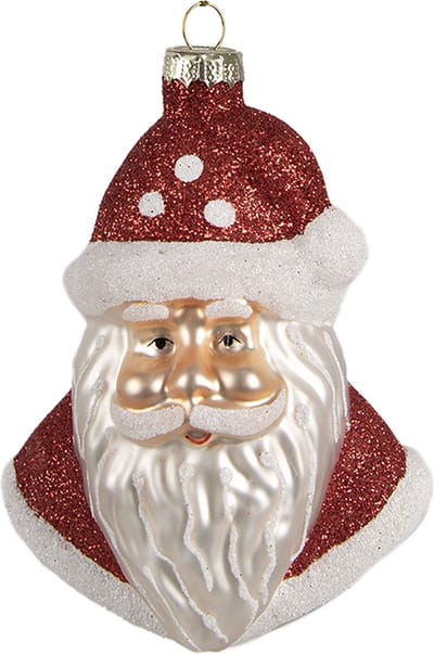 Clayre & Eef Kersthanger Kerstman 12 cm Rood Glas Kerstboomversiering