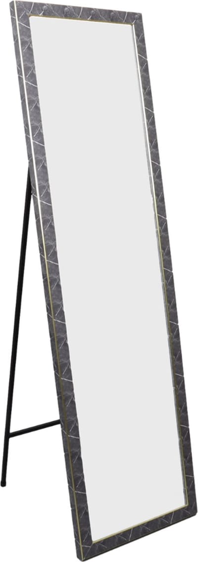 MISOU Passpiegel - Zwart - Marmerlook - Staande Spiegel - 44x126cm - Kinderkamer