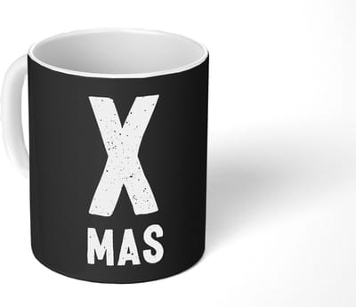 Mok - Koffiemok - Xmas - Kerst - Zwart - Vintage - Quotes - Mokken - 350 ML - Beker - Koffiemokken - Theemok - Tafeldecoratie Kerstmis - Kerstdecoratie tafel - Tafelversiering - Mok met Tekst