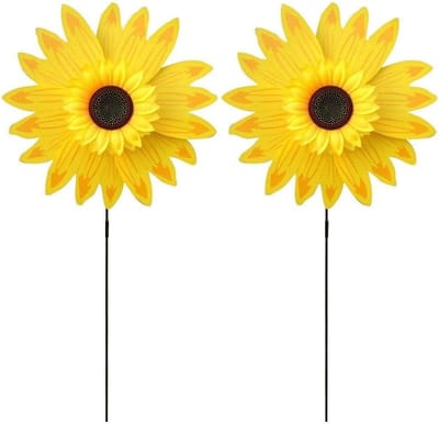Zonnebloem Windspinner - Metalen Windmolen - Tuin Decoratie - UV-bestendig Kunststof - 36cm en 55cm - Geel