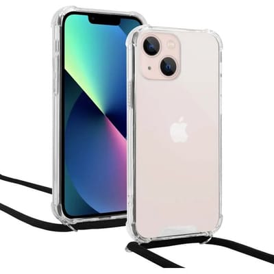 ShieldCase telefoonhoesje geschikt voor Apple iPhone 15 Shock case met koord - transparant - Telefoonhoesje met koord - Backcover hoesje met koord