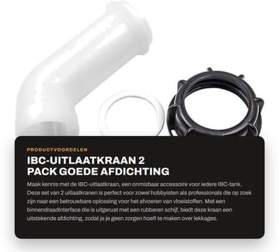Dailygoods- Uitlaatkraan 2-Pack - IBC-adapter S60 x 6 - IBC-uitlaatmondstuk - Afvoerdeksel/Mondstuk - Ventieldop/Ventielbinnendraad - Goede afdichting/Waterdicht