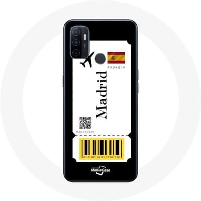 Hoesje - Oppo - A53 - Flexibel - Zwart - Vliegticket Madrid Spanje