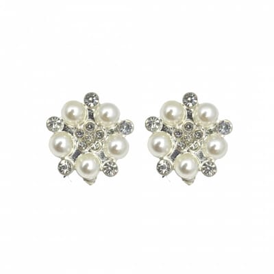 Clip oorbellen-1.5 cm- Synthetische-Parel strass-geen gaatje- Charme Bijoux