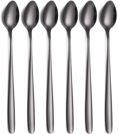 Dailygoods- Ijstheelepels set van 6 - Roestvrij Staal - Lange Steel - Cocktaillepel - Roerlepel - Handige Handgreep - 19 cm Lengte - Lepel