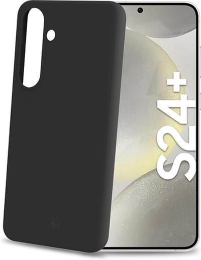Celly Cromo Siliconen hoesje - Geschikt voor Samsung Galaxy S24+ Plus - TPU Back Cover - Microfiber - Zwart