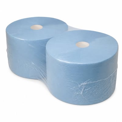 Industrierollen uierpapier zwaar 21.8cm 350 meter 3 laags 2 rollen verlijmd recycled blauw (6151807684628)