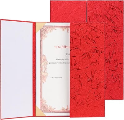 Diploma Binder Set van 2 - Hard Cover A4 Certificaat Houder voor School en Graduatie - Rode Diploma Folder voor Studenten
