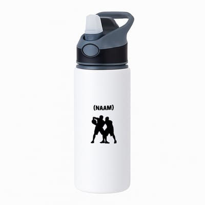 Hacebo® - Basketbal met eigen naam waterfles met rietje zwart - Basketbal - Basketballer - Sport - water fles - 650ML