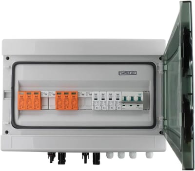 Zonne-aansluitkast - PV beveiliging - Installatie beschermen - IP65 opbouw - 18 modules - Grijs
