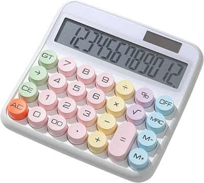 Bureaurekenmachine - Optelmachine - Zakelijk en Studie - Grote Toetsen 12 Cijfers - 15 cm LCD Scherm - Kleurrijk
