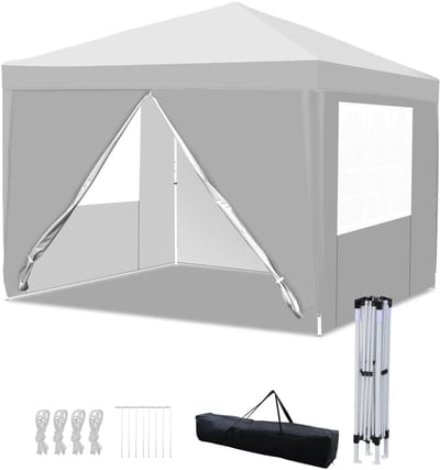 Partytent 3x3 m met Zijwanden – Easy Up Vouwpaviljoen Waterdicht incl. Draagtas – wit