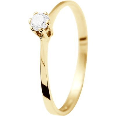 Solitaire Diamond 0,10 Cts Yellow Gold Jewelry