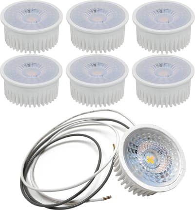 Trango Set van 6 MOCOBSD-C*6 LED-module 5 Watt 3 niveaus dimbaar incl. 75 cm kabel elk H: 3cm 3000K warm wit voor vervanging GU10 & MR16 Halogeenlampen Inbouwarmaturen, plafondspots, inbouwspots