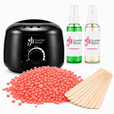 Guardian Beauty Wax Warmer Set - Ontharing - Zwart - 500g Rose Harde Wasbonen - 60ml Pre en Na Wax Spray + 20 stuks Spatels