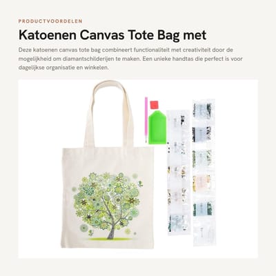 Dailygoods- Tote Bag met Diamanten - Katoenen Canvas - DIY Diamantschilderij - Handtas voor Winkelen - Dagelijkse Organisatie - Strass-steentjes en Gereedschappen