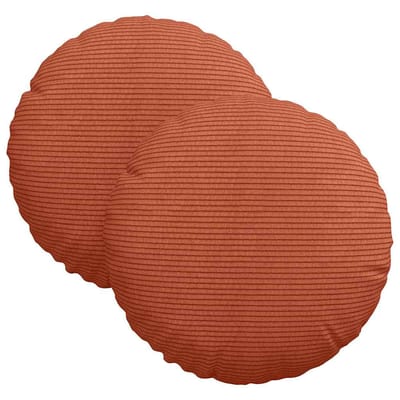 vidaXL Zitkussens 2 st Katoen Stof Rood-oranje Ø30 x 13 cm